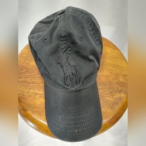 Polo By Ralph Lauren Black Big Pony Logo Cotton Ball Hat